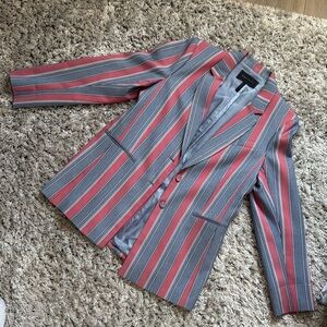 Striped Women's Blazer - Pink and Gray
